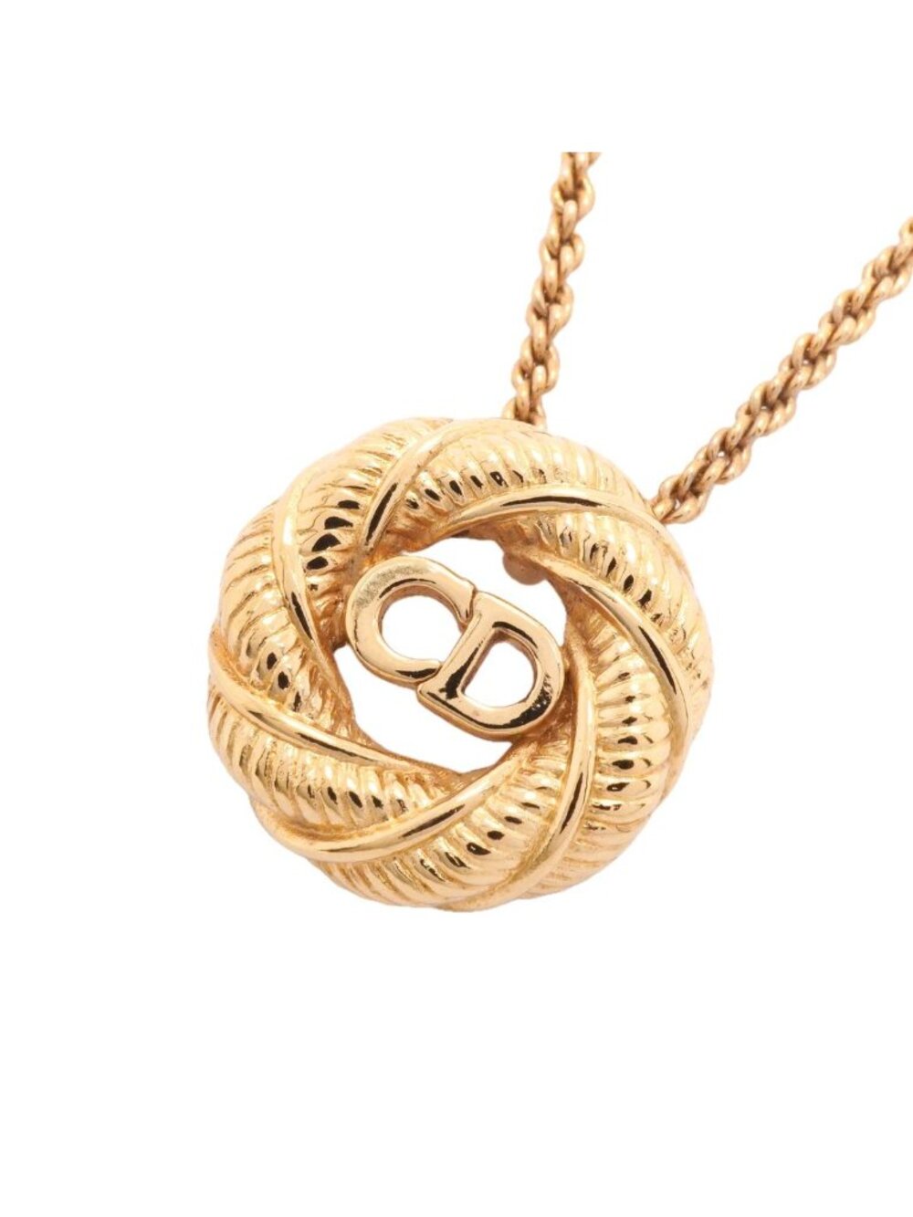 Dior Necklace CD Logo Round Circle Gold Plated
